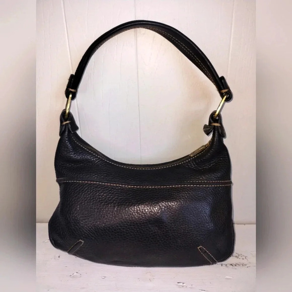 Francesco Biasia Pebbled Leather Handbag in Black Shoulder Medium Brass - Picture 1 of 7